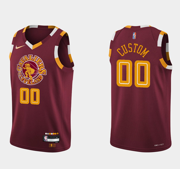 Men's Wine Red Cleveland Cavaliers Active Player Custom 2021/2022 75th Anniversary City Edition Swingman Stitched Jersey